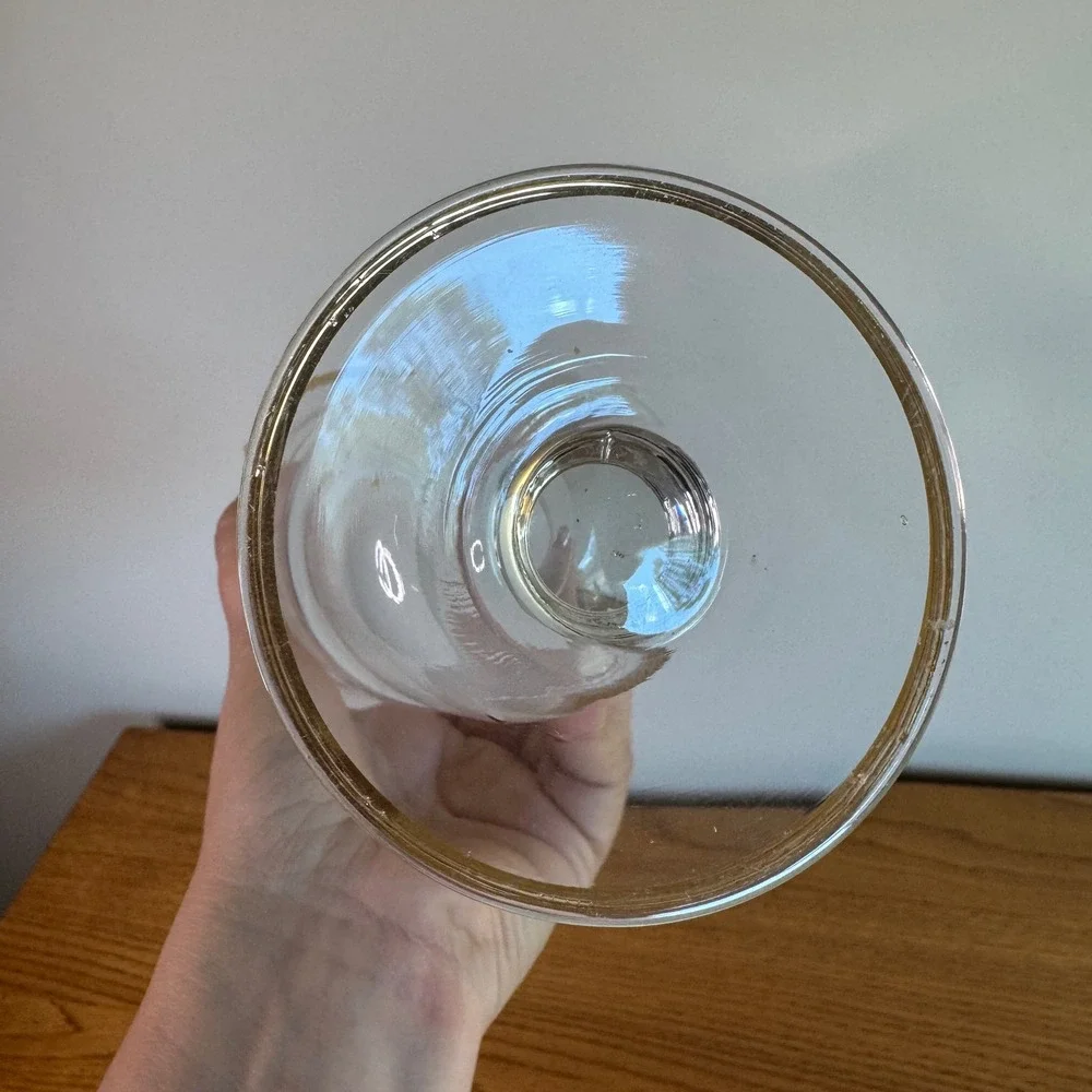 Elegant Clear Glass Vase Gold Rim Accent Flower Display‎ 10 Inches